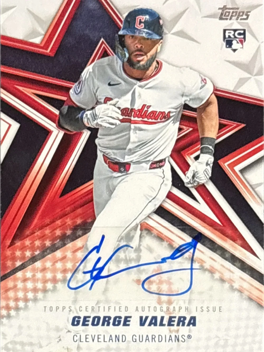 Topps George Valera Cleveland Guardians Rookie Autograph Card